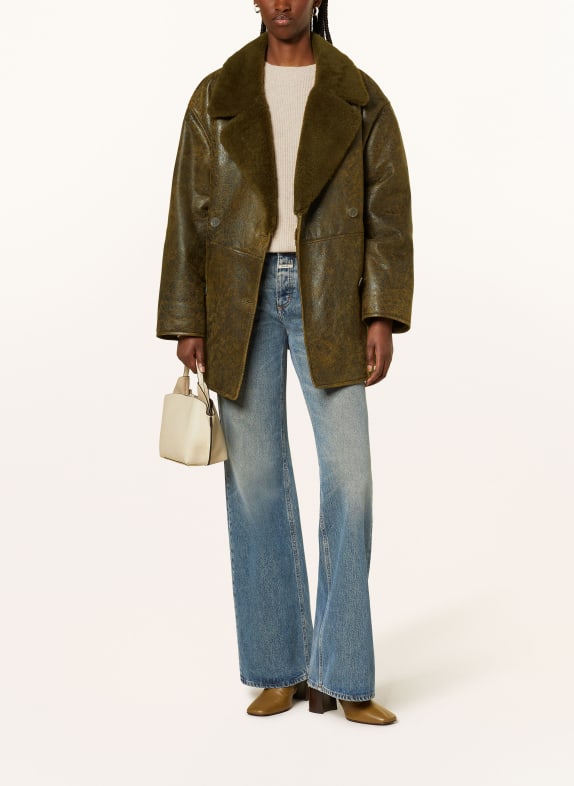 CLOSED Lammfell-Jacke KHAKI