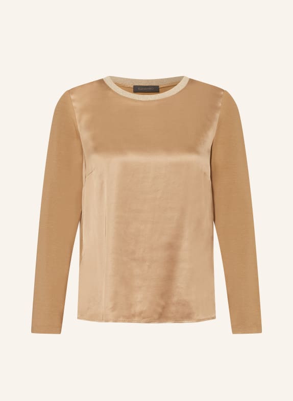 ELENA MIRO Shirt blouse in mixed materials CAMEL