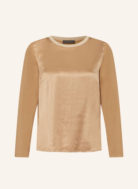 ELENA MIRO Blusenshirt im Materialmix CAMEL