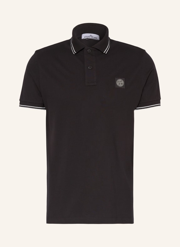 STONE ISLAND Piqué-Poloshirt SCHWARZ