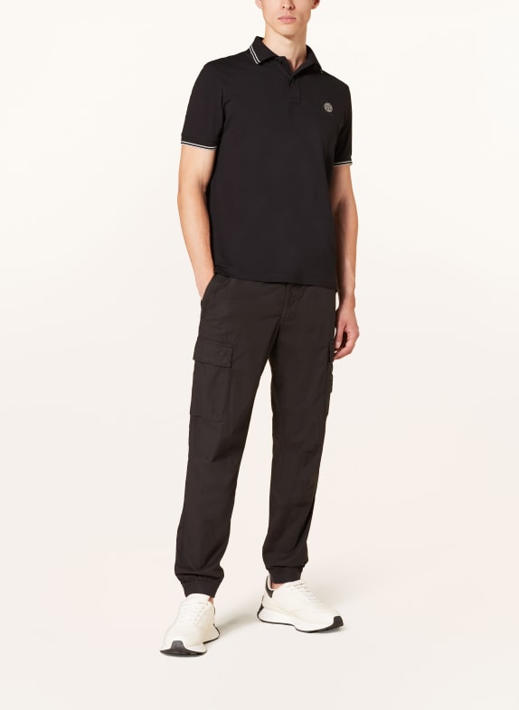 STONE ISLAND Piqué polo shirt BLACK