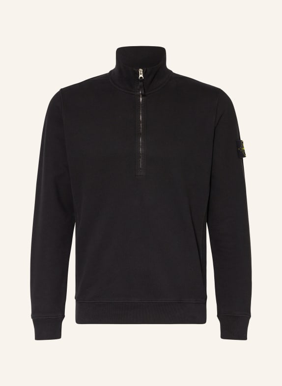 STONE ISLAND Half-zip sweater in sweatshirt fabric BLACK