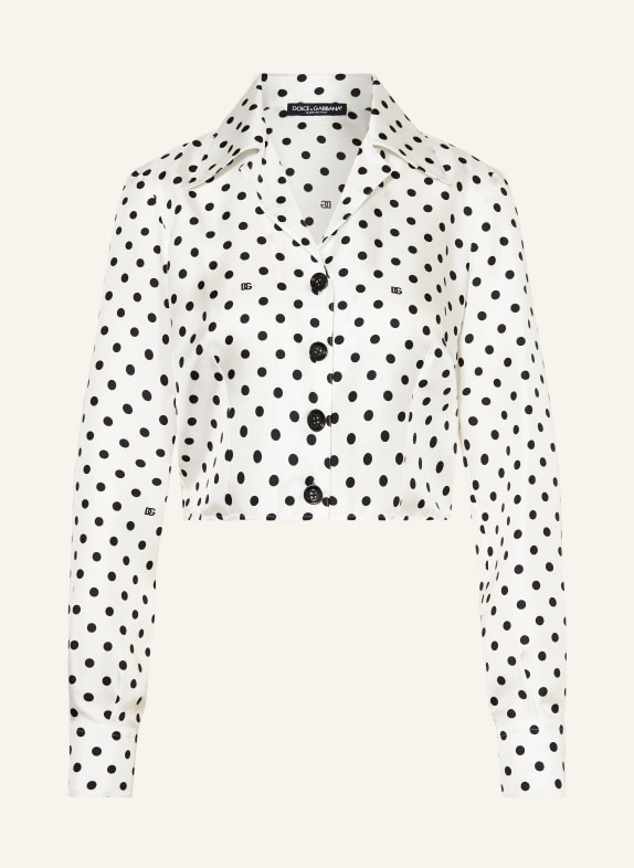 DOLCE & GABBANA Cropped-Seidenbluse WEISS/ SCHWARZ