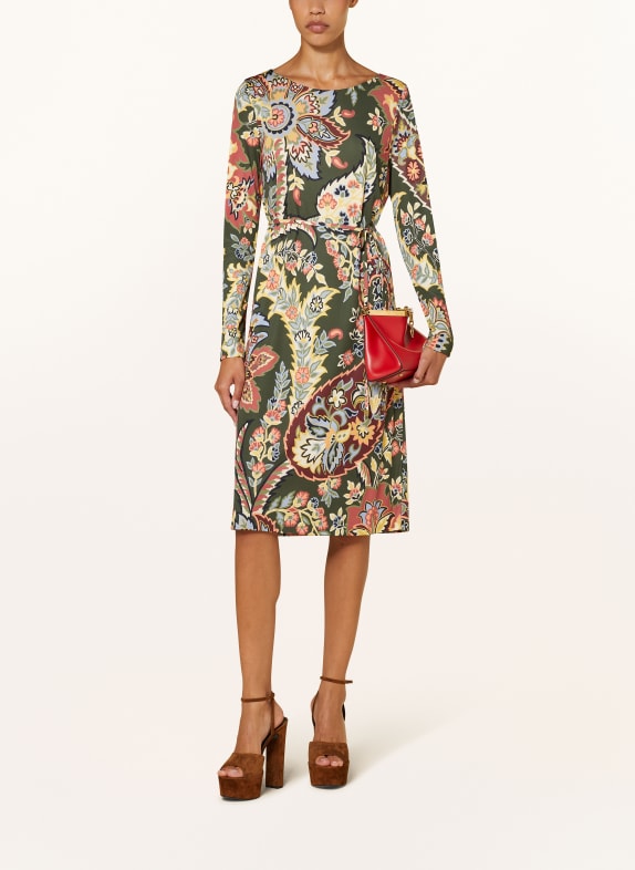 ETRO Jerseykleid KHAKI / HELLGELB / HELLROT