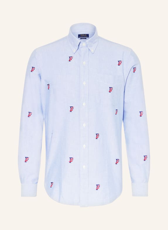 POLO RALPH LAUREN Oxford shirt classic fit LIGHT BLUE/ DARK BLUE/ RED