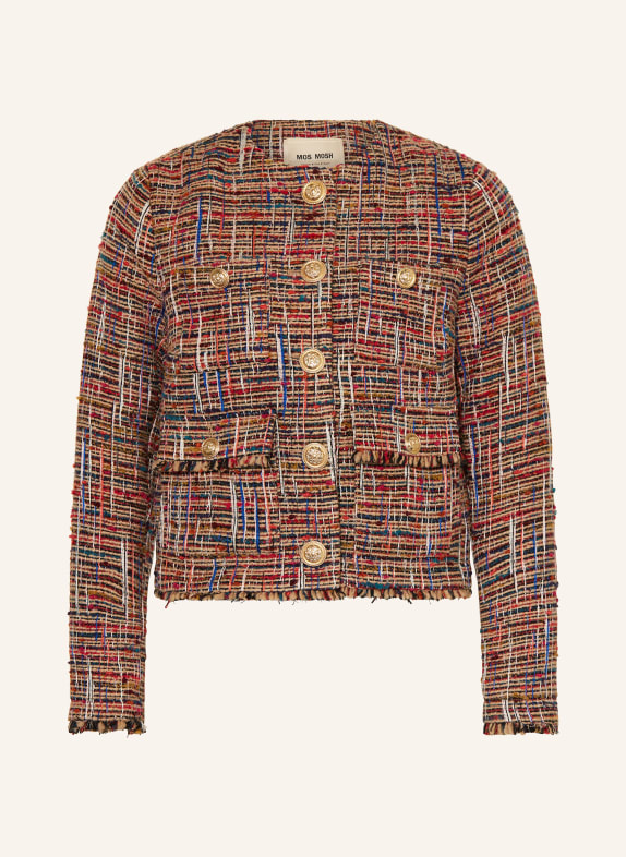 MOS MOSH Bouclé-Jacke MMFLORA HELLBRAUN/ DUNKELROT/ BLAU