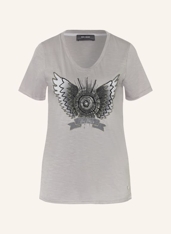 MOS MOSH T-Shirt MMGETHI mit Schmuckperlen HELLGRAU