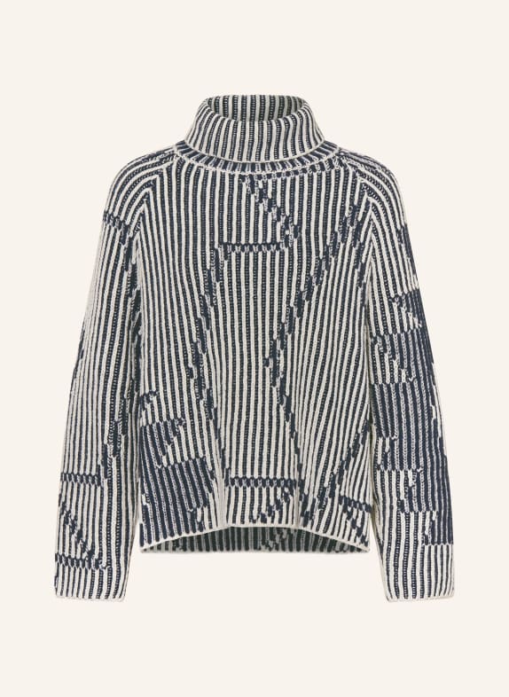 MOS MOSH Rollkragenpullover MMHELNA DUNKELBLAU/ WEISS