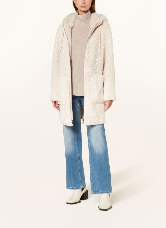 MILESTONE Płaszcz ze sztucznego futra MSKIM KREMOWY