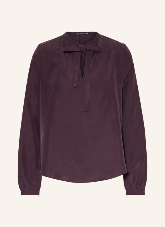 LUISA CERANO Bow-tie blouse in silk DARK PURPLE