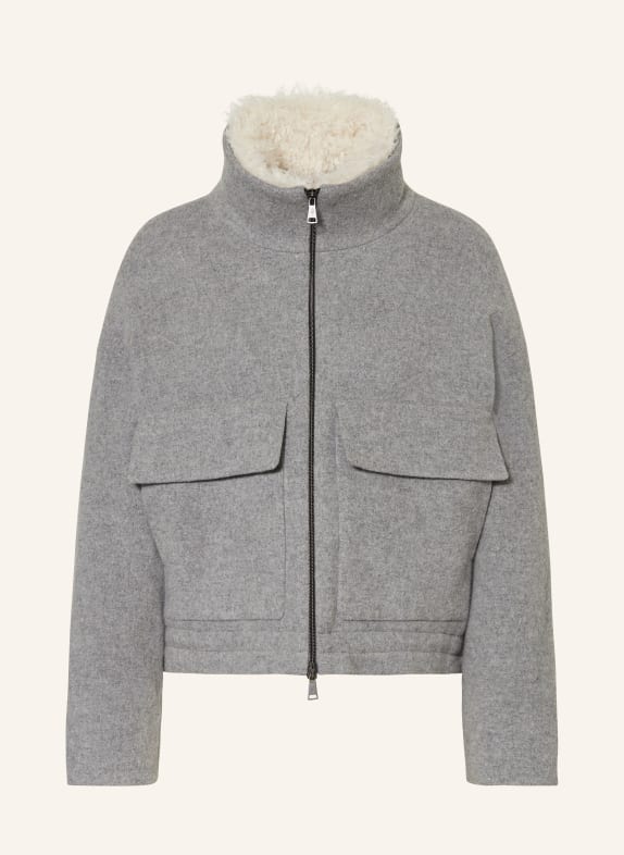 LUISA CERANO Boxy jacket with removable faux fur GRAY