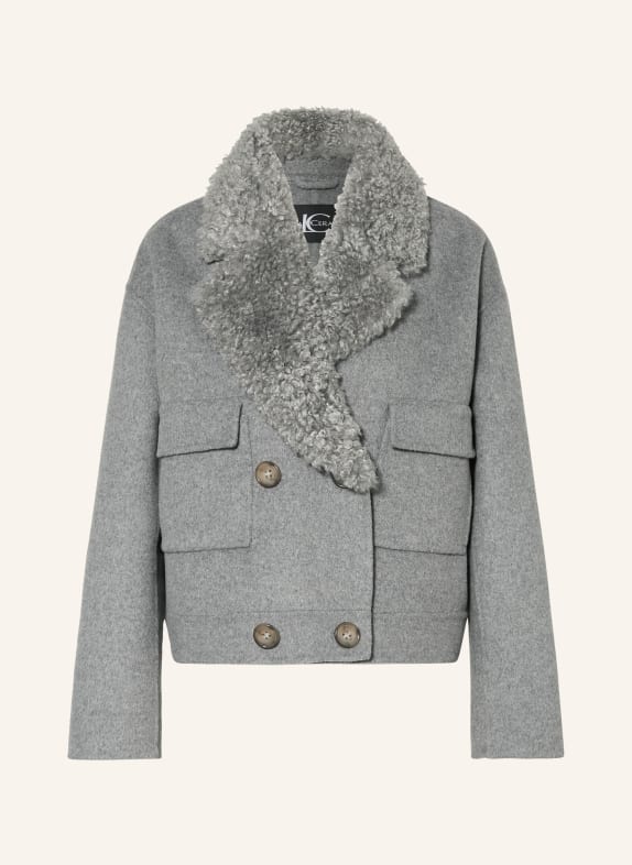 LUISA CERANO Boxy jacket with faux fur GRAY