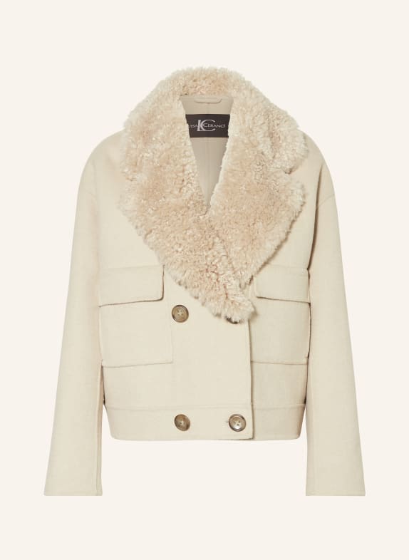 LUISA CERANO Kastenjacke mit Kunstfell CREME
