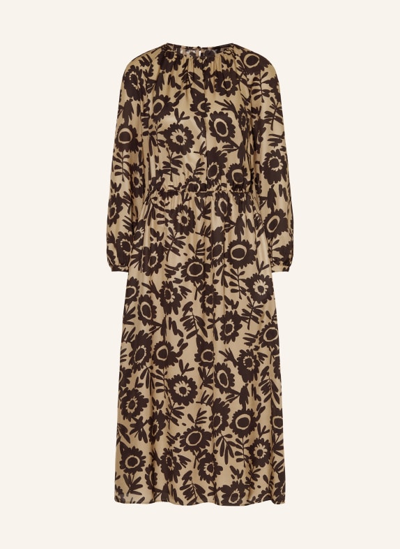 LUISA CERANO Seidenkleid CAMEL/ SCHWARZ