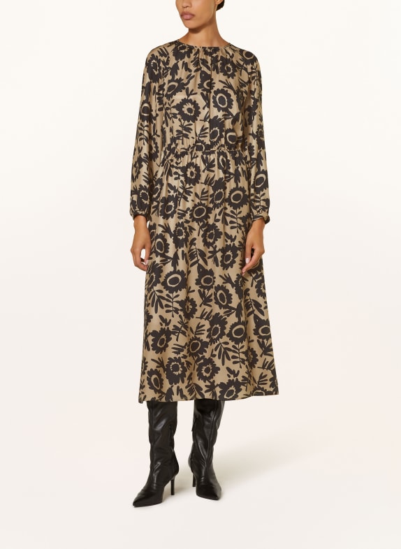 LUISA CERANO Silk dress CAMEL/ BLACK