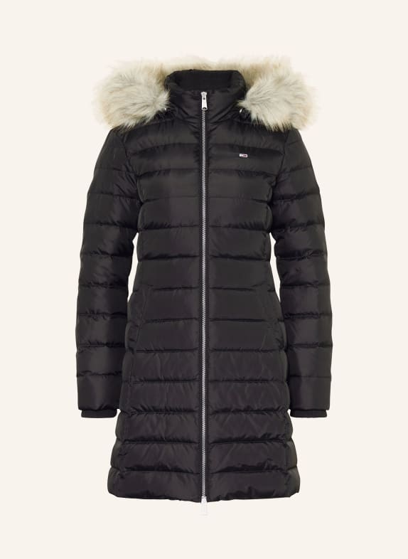 TOMMY JEANS Daunenmantel mit abnehmbarem Kunstfell SCHWARZ