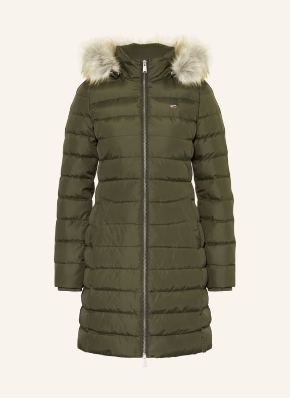 TOMMY JEANS Daunenmantel mit abnehmbarem Kunstfell OLIV