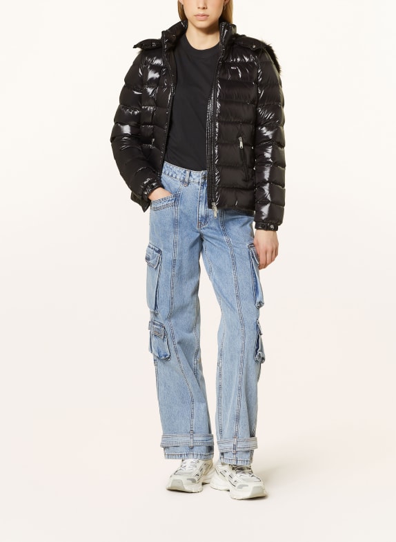 TOMMY JEANS Daunenjacke mit abnehmbarem Kunstfell SCHWARZ
