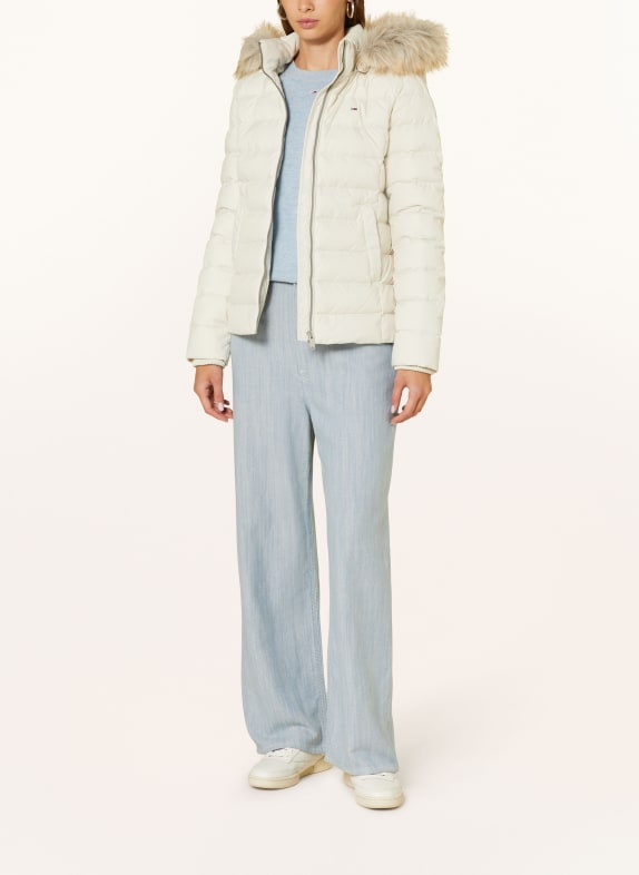 TOMMY JEANS Daunenjacke mit abnehmbarem Kunstfell ECRU