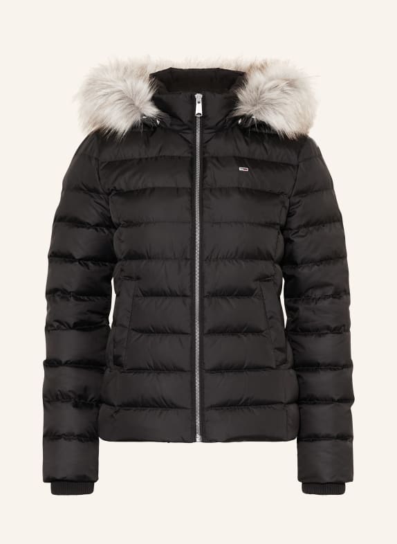TOMMY JEANS Daunenjacke mit abnehmbarem Kunstfell SCHWARZ