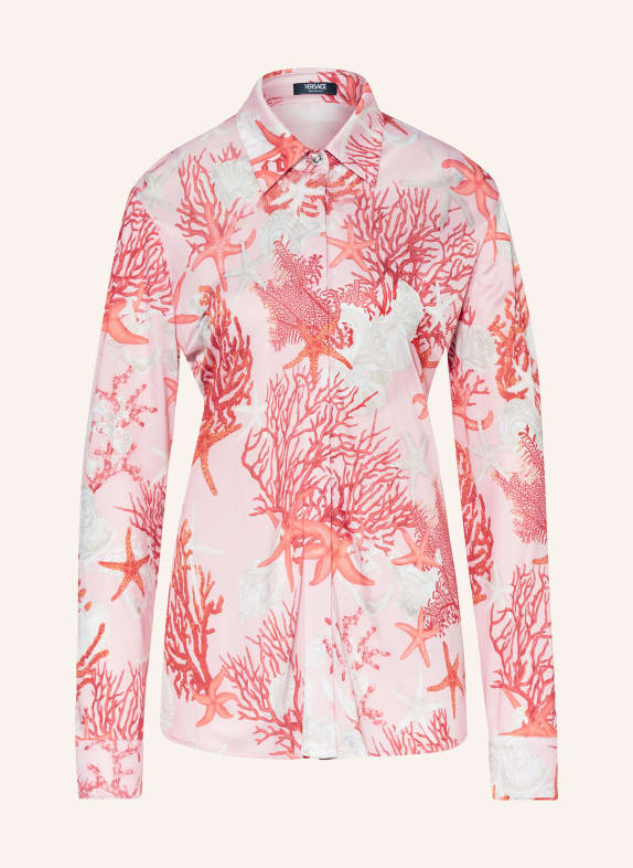 VERSACE Satin shirt blouse PINK/ RED/ WHITE