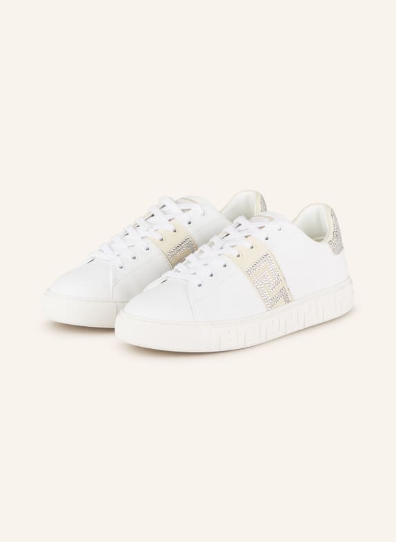 VERSACE Sneakers with decorative gems WHITE