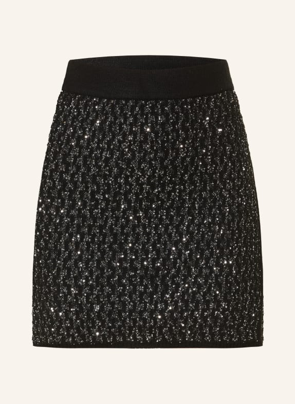 LIU JO Knit skirt in wrap look with sequins BLACK/ SILVER