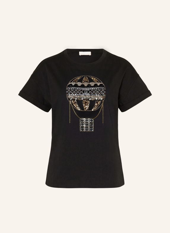 LIU JO T-shirt with decorative gems and sequins BLACK