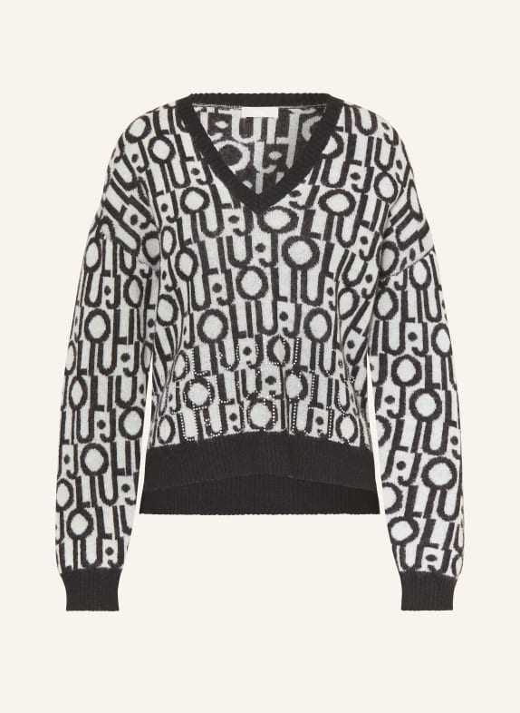 LIU JO Jersey dress with decorative gems BLACK/ WHITE