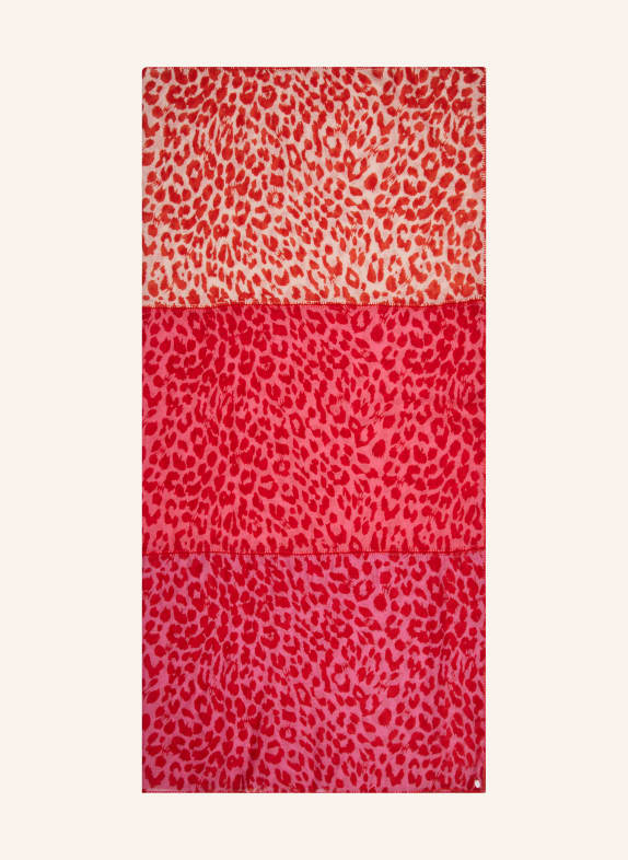 friendly hunting Cashmere scarf CHEETA PINK/ RED/ LIGHT ORANGE