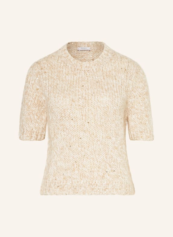 PESERICO Strickshirt mit Alpaka und Pailletten BEIGE