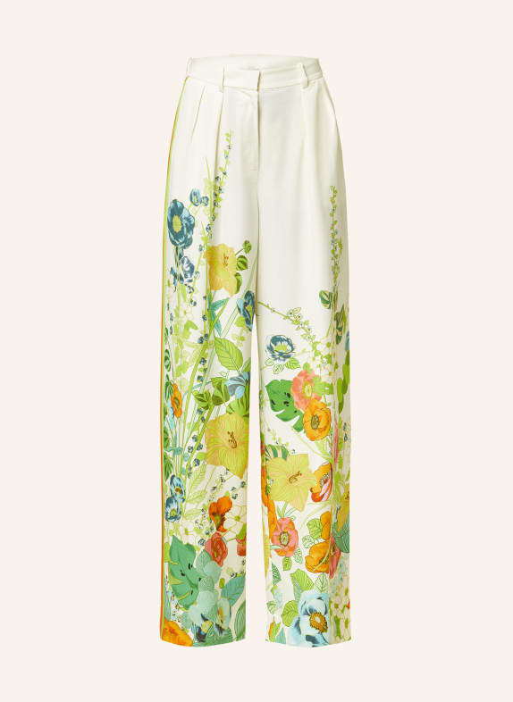 ALÉMAIS Wide leg trousers CONSTANCE LIGHT YELLOW/ LIGHT GREEN/ ORANGE