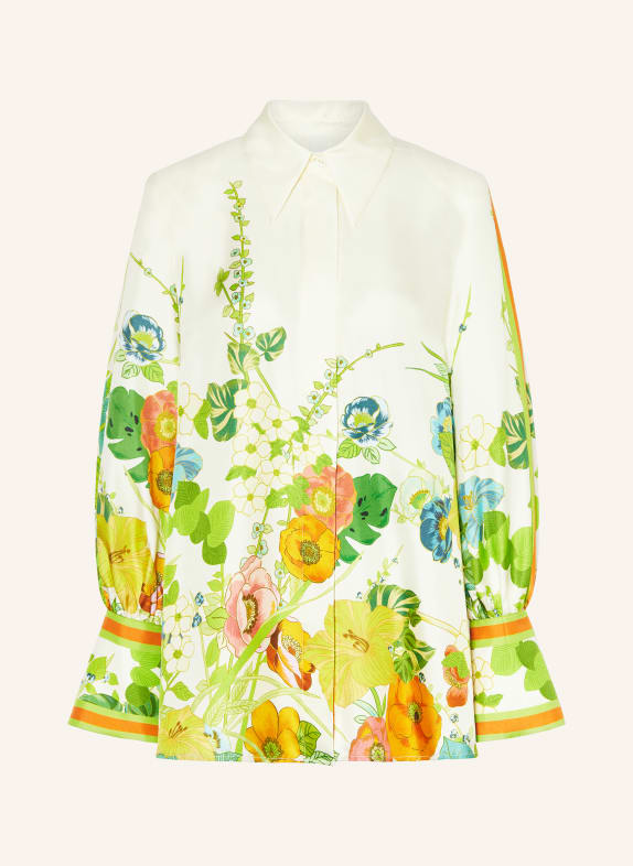 ALÉMAIS Silk blouse CONSTANCE with cut-out LIGHT YELLOW/ LIGHT GREEN/ ORANGE