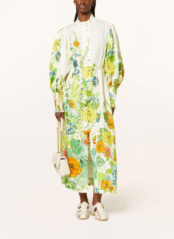 ALÉMAIS Shirt dress CONSTANCE in linen LIGHT YELLOW/ LIGHT GREEN/ LIGHT BLUE