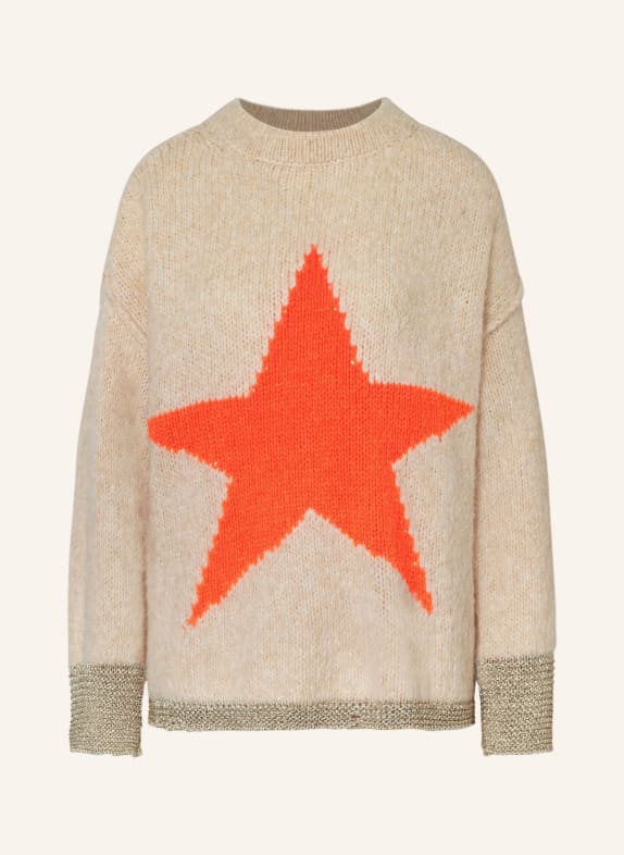 Grace Pullover mit Glitzergarn HELLBRAUN/ NEONORANGE