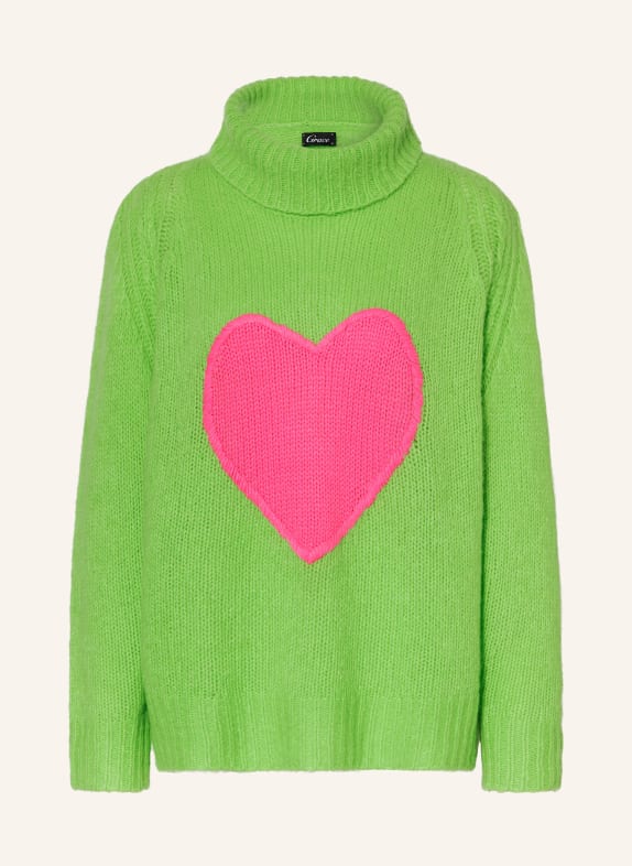 Grace Rollkragenpullover NEONGRÜN/ PINK
