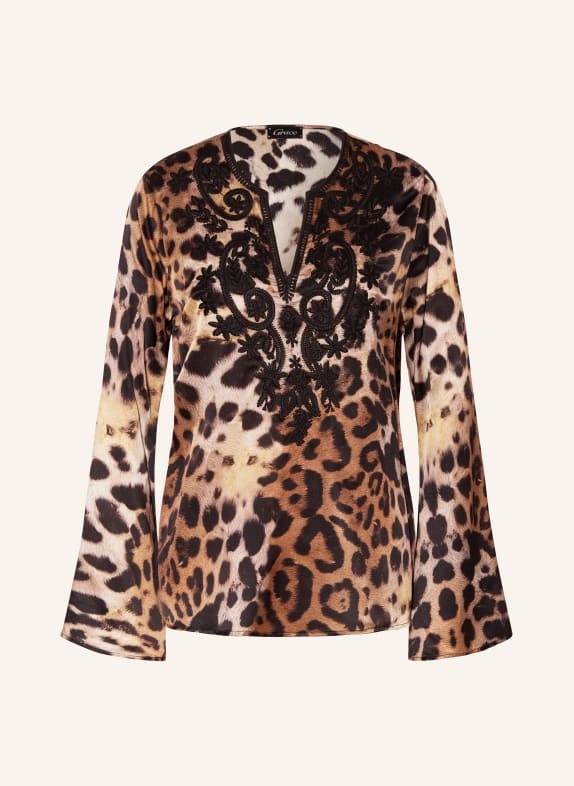 Grace Satinbluse mit Stickerei BRAUN/ DUNKELBRAUN/ BEIGE