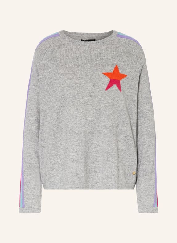 Grace Pullover mit Cashmere GRAU/ ORANGE/ PINK