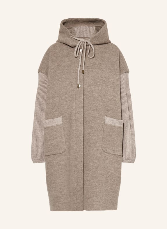 Grace Oversized-Mantel im Materialmix TAUPE