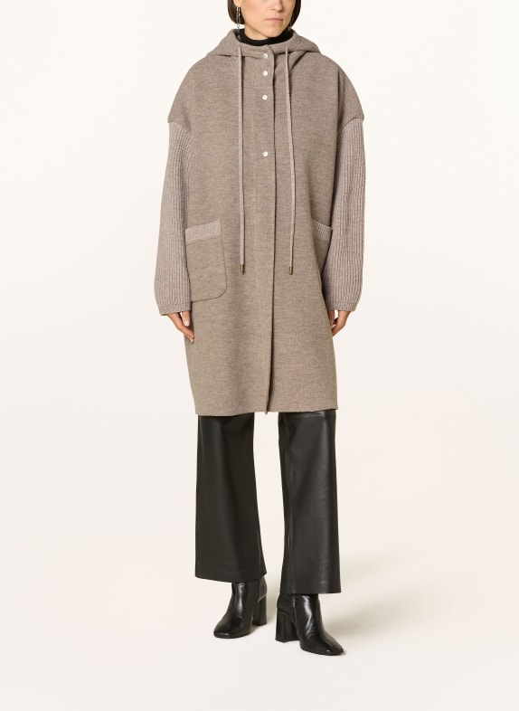 Grace Oversized-Mantel im Materialmix TAUPE
