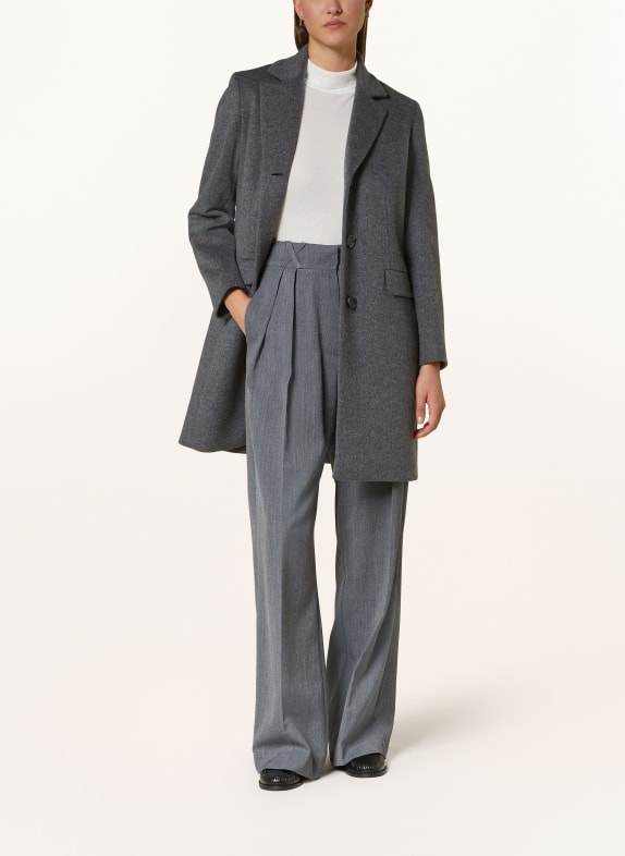 ICONS CINZIA ROCCA Wool coat with removable trim GRAY