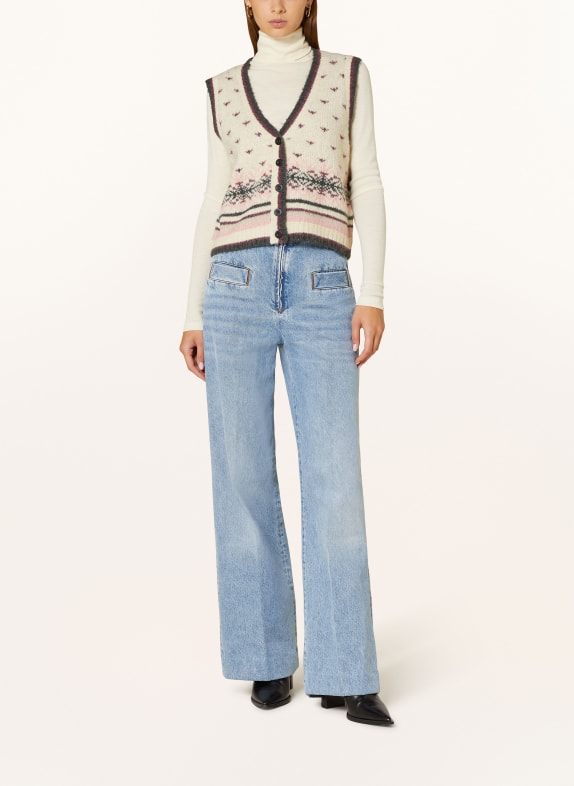 lollys laundry Strickweste CREME/ DUNKELGR&Uuml;N/ DUNKELLILA