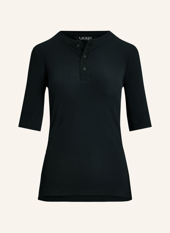 LAUREN RALPH LAUREN Henley shirt with 3/4 sleeves BLACK