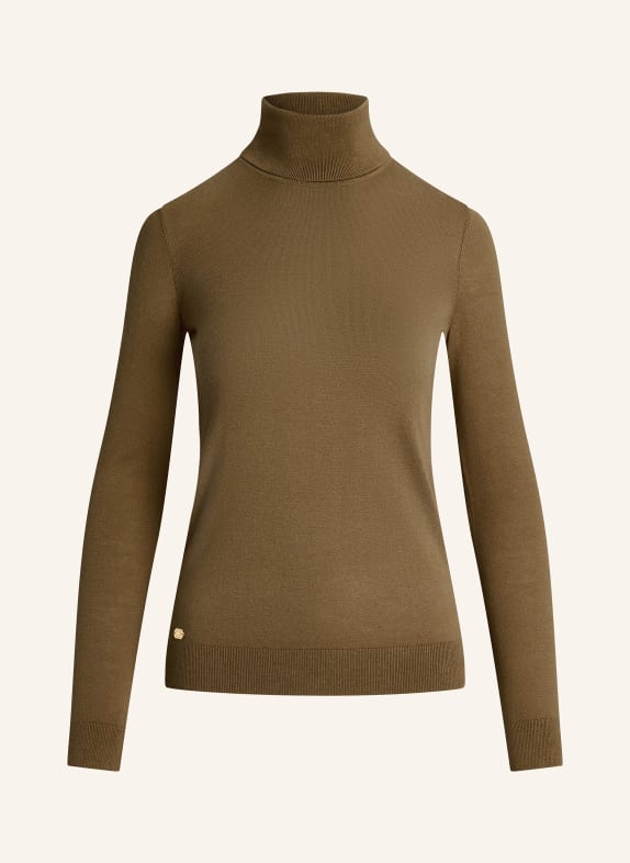 LAUREN RALPH LAUREN Rollkragenpullover mit Seide KHAKI