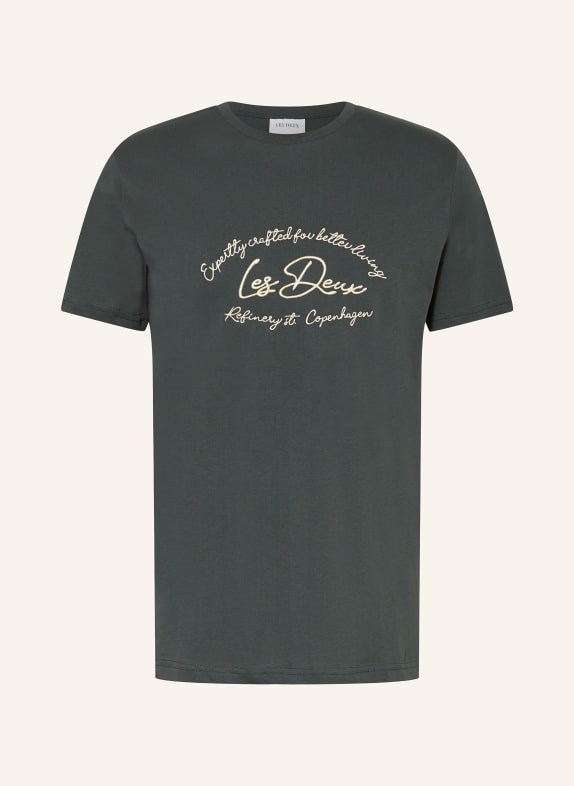LES DEUX T-shirt CAMDEN DARK GREEN/ WHITE