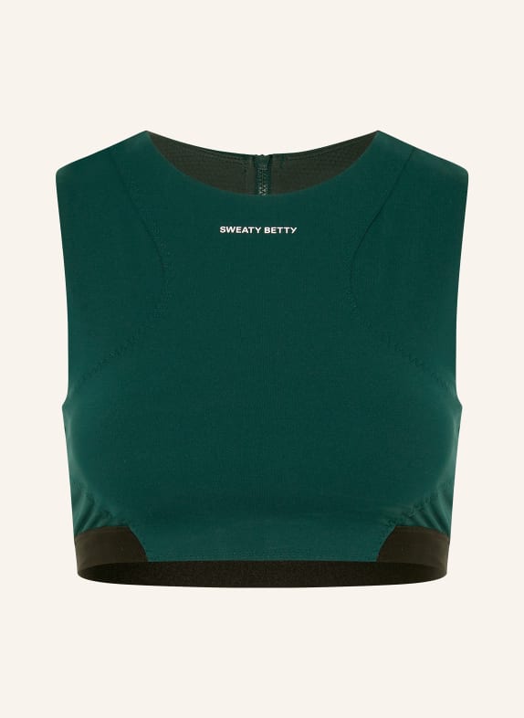 Sweaty Betty Krótki top POWER EDITORIAL CIEMNOZIELONY