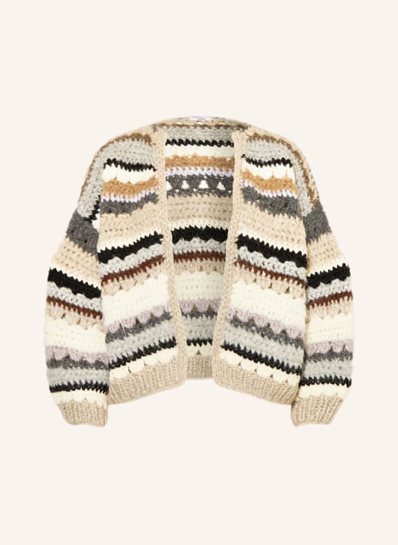 MAIAMI Knit cardigan with alpaca and merino wool BROWN/ GRAY/ BLACK