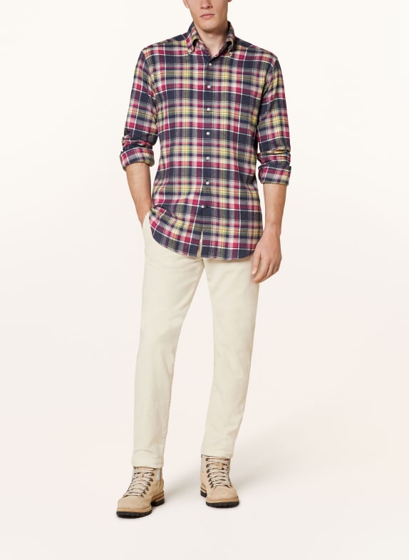 ARTIGIANO Flanellhemd Classic Fit PINK / DUNKELBLAU / GELB
