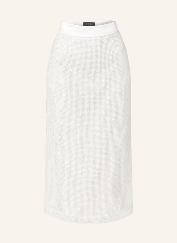 PESERICO Knit skirt with sequins ECRU/ SILVER