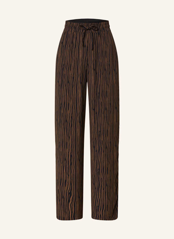 OPUS Wide leg trousers MANILO BLACK/ BROWN